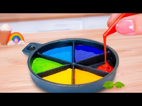 Colorful Rainbow Cake With Melt Chocolate 🌈🍫 Tasty Miniature Rainbow Cake Decorating Ideas