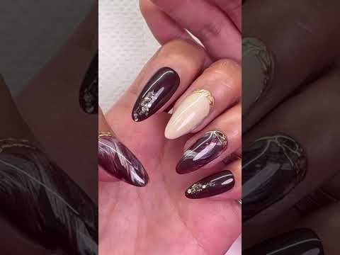 ぼかさずシュシュで出来る華やかダークニュアンス#nails