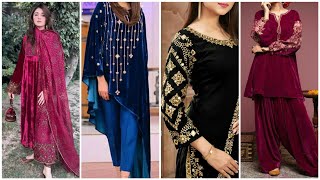 Winter velvet dress 👗 designing ideas 2024, Latest Velvet suit designs new