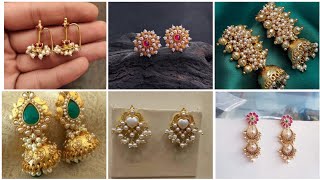 pearls Ruby gold earrings with weight//latest gold earring designs.