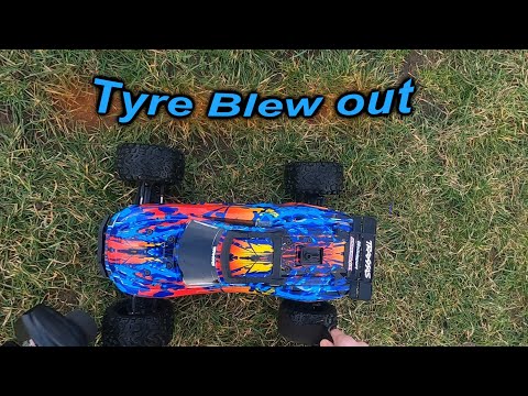 Traxxas rustler 4x4 vxl, tire blew out, bashed it anyway.