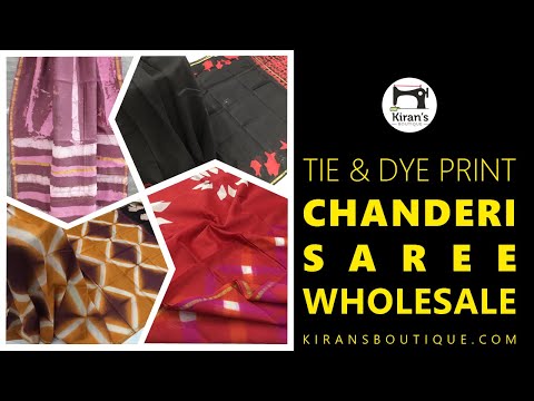 Jaipuri Shibori print chanderi saree with printed blouse by Kiran's Boutique wholesale