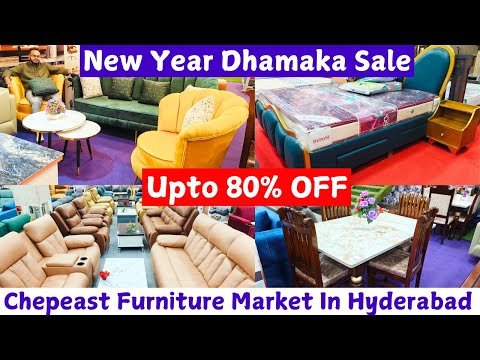 New Year Dhamaka Sale Upto 85% OFF Chepeast Furniture Market In Hyd Sofa Sets Dining Table & Cots