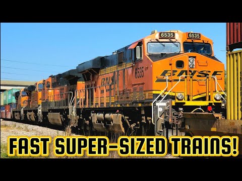 HIGH SPEED UNION PACIFIC AND BNSF MEGA STACK TRAINS!