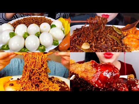 ASMR EATING BLACK BEAN FIRE NOODLES 🔥😋 BEST FOOD EATING MUKBANG VIDEO - 27