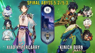 C0 Xiao Hypercarry and C0 Kinich Burn | Genshin Impact Abyss 5.2/5.3 Floor 12 9 Stars