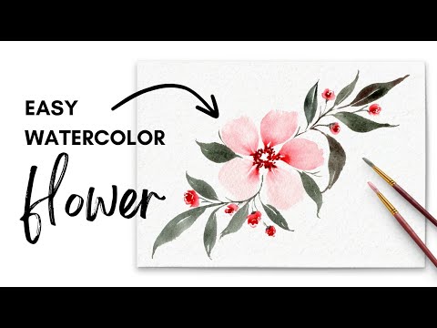 EASY Loose Watercolor Flower and Leaves Tutorial | Beginner Friendly