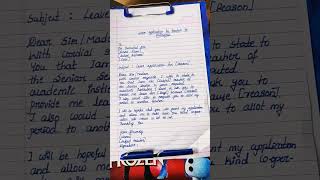 Leave application letter by teacher to principal #education