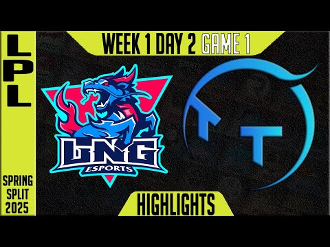 LNG vs TT Highlights Game 1 | LPL Spring 2025 W1D2 | LNG Esports vs Thundertalk Gaming G1