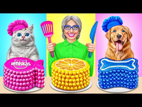 Me vs Grandma Cooking Challenge with Cat and Dog | Kitchen War by Multi DO Smile