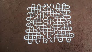 12 x 2 dots simple traditional kambi kolam | simple steps to make sikku kolam | SathyaSelva Arts