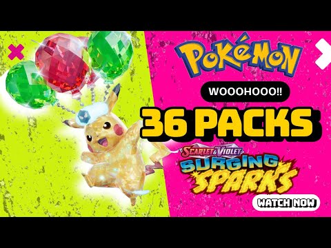 Pokemon Surging Sparks 36 Packs not a Booster Box!!! See the unexpected!