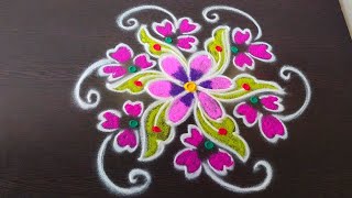 Rangoli designs with dots |daily muggulu | rojuvari muggulu | simple rangoli | 3dots kolam | muggulu