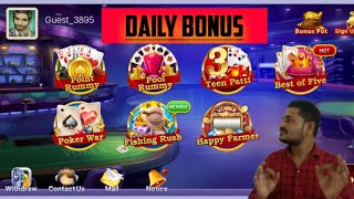 Daily bonus app ,best earning app, Teen patti earn money , 3 patti , New Rummy app