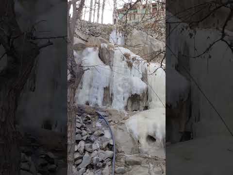 Waterfall freezes in Winter