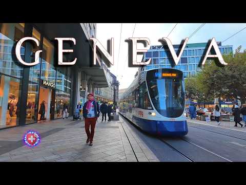 GENEVA SWITZERLAND ✨ Evening walking tour in city center / Place du Molard, Rue du Rhône 4K