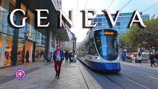 GENEVA SWITZERLAND ✨ Evening walking tour in city center / Place du Molard, Rue du Rhône 4K