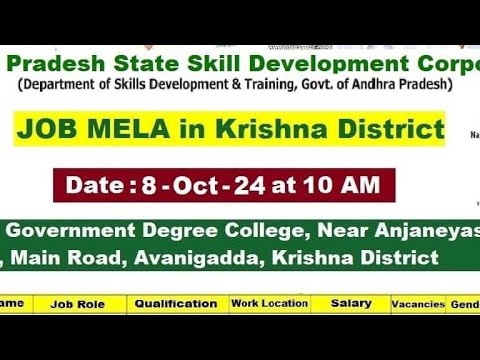 Massive Job Mela in Krishna District: Join Us at Avanigadda & Kurumaddali on October 8th!