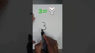 mouse drawing with number 3 easy way || easy art #shorts