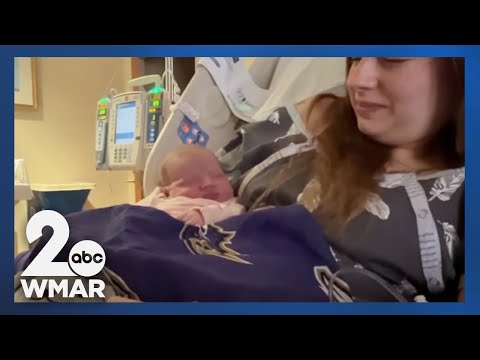 Babies at Medstar Hospital get Ravens' gear