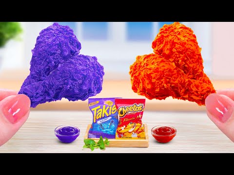 Cheetos Vs Takis Challenge🔥😋Make Miniature Heart Fried Chicken with Takis & Cheetos🍗🌶Tiny Cakes