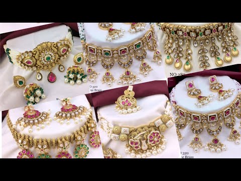 Latest kundan necklace/kundan chokars/designer kundan bridal neck set/High brass jewellery suppliers