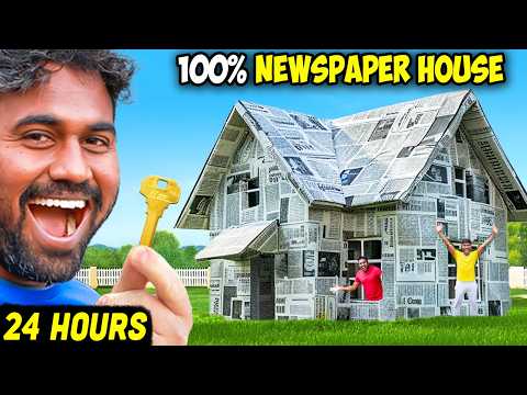 I Spent 24 Hours In A House Made Of Newspapers | Mad Brothers