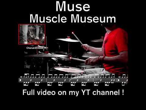 Muse - Muscle Museum - Drum cover (with scrolling drum score) #muse #drumcover #drumscore