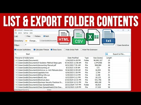 View, Export or Print Directory File Lists \ Contents with Filename Lister