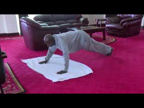 Ugandan president makes home workout video encouraging citizens to exercise indoors