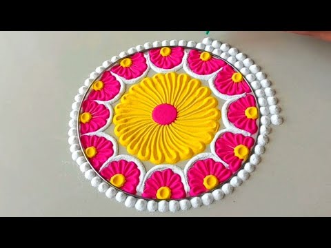 Beautiful colourful rangoli|new rangoli design|simple and easy rangoli|relaxing rangoli for new year