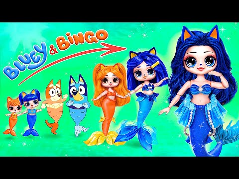 Tiên Cá Bluey Và Bingo Trưởng Thành! LaLiLu Doll DIYs