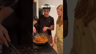 Like & subscribe #hakkanoodle #shorts #indianfood #indianamericancouple #couplecooking #indianinusa