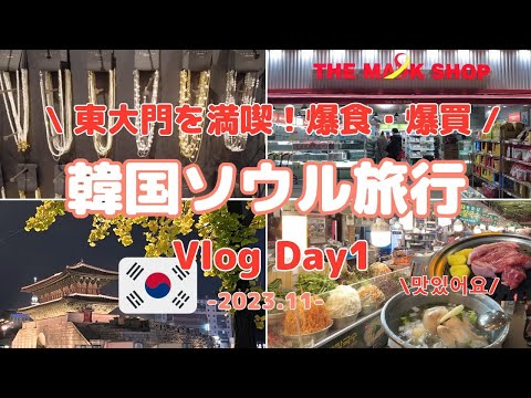 【韓国旅行Vlog】Day1 | 東大門を満喫 | 爆食 タッカンマリ/サムギョプサル/広蔵市場 | 爆買 NYUNYU/THE MASK SHOP/NPH | 東大門おすすめホテル 23年11月