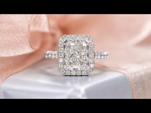 4.01ct Radiant Cut Diamond Halo Ring | The Village Goldsmith