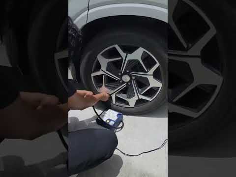 My wife using the electric tire pump how did she do?