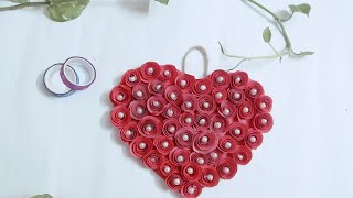 room decoration with paper craft| room decoration with paper wall hanging| heart flower wall decor