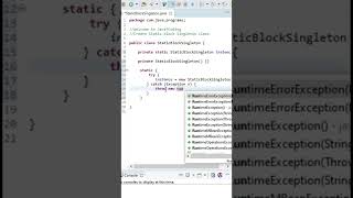 Static Block Singleton design pattern | Static Block Singleton in java #shorts #designpatterns #java