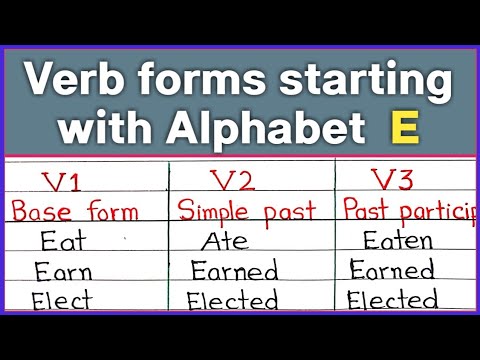 Verb forms with Alphabet E || V1 V2 V3 verb forms || Verbs in English