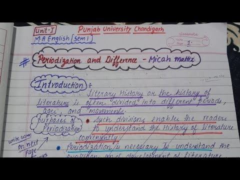 Periodization and Difference | Micah Mattix | Literary Movements 1 | M.A. English Semester 1 #puchd