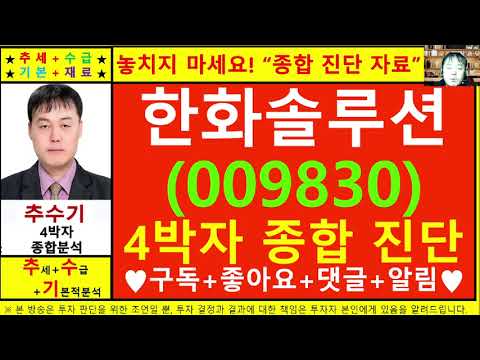 한화솔루션(009830)종목진단및향후주가전망 추수기(추수)전문가