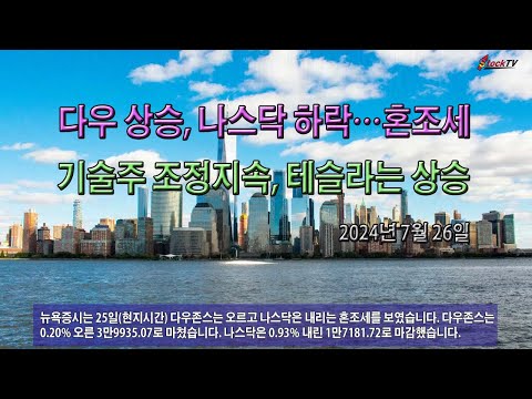 다우 상승, 나스닥 하락…혼조세 / 기술주 조정지속, 테슬라는 상승