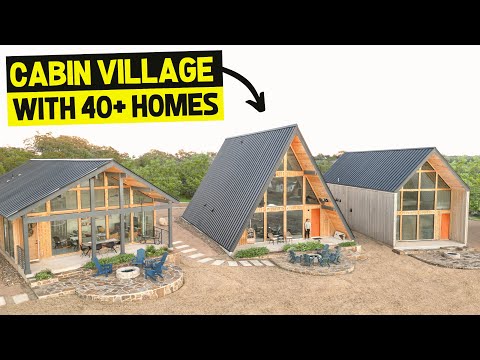 HUGE LUXURY MODERN A-FRAME in CABIN VILLAGE w/ 40+ HOMES! (Full Tour)