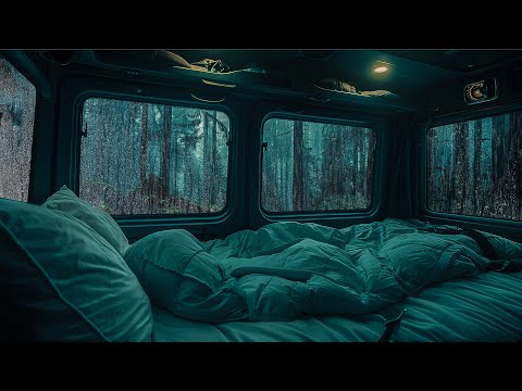 10 Hours⚡️Relaxing Rain Sounds in a Cozy Van in the Forest – ASMR for Deep Sleep