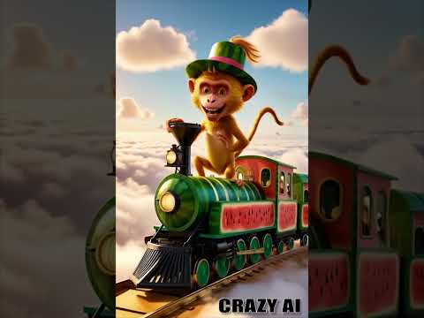 Watermelon Train Magic 🚂🍉 | Monkey Mayhem Unleashed! || #shorts #viralvideo  #funny #crazyai