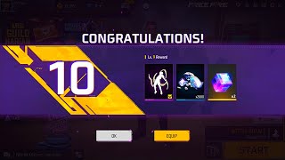 LEVEL UP 10 😱 AMAZING REWARDS 🎁 DIAMONDS 💎 EMOTE 🔥 FREE FIRE