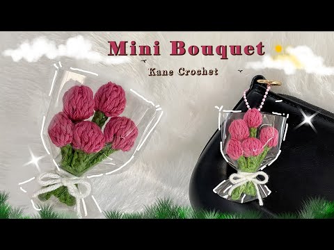 Crochet Tulip 🌷 Crochet Keychain - Mini Flower Bouquet 💖 Crochet Valentine Ideas