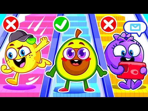 ⏫Up and Down⏬ the Escalator | Safety Tips + More Kids Songs and Nursery Rhymes by VocaVoca🥑