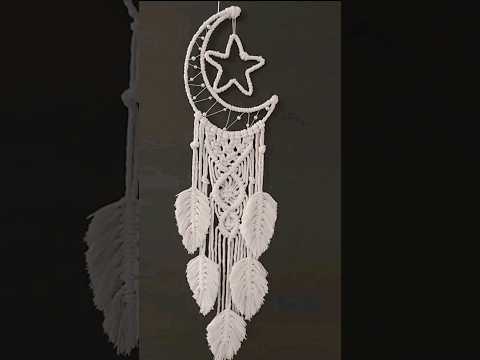 DIY Macrame moon dream catcher #walldecorationideas #macrametutorial #dreamcatcher