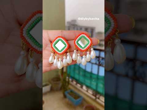 Diy Tricolour Earrings Making | Diy Tricolour Earrings🇮🇳❤️ #diyearrings #independenceday #diy